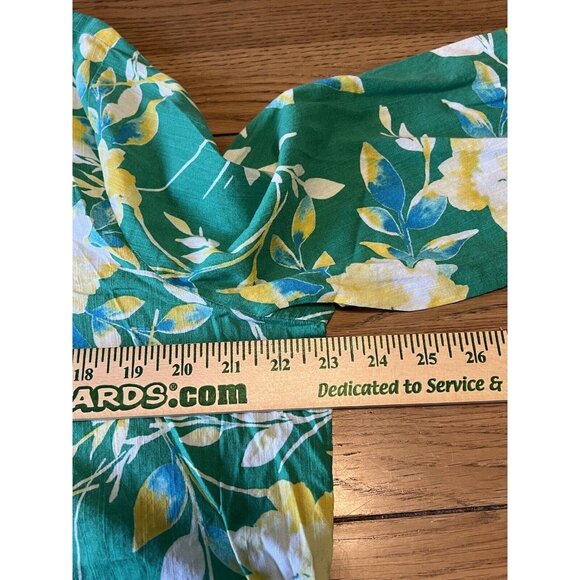 St. Johns Bay Women Green Floral Long Sleeve Blouse Size Large Hawaiian Colorful - Picture 7 of 14